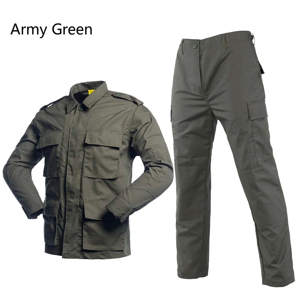 Wholesale Work Training BDU Uniforms Sets Outdoor Rip Top Khaki Camouflage Shirts Cargo Pants Men Tactical Uniform
