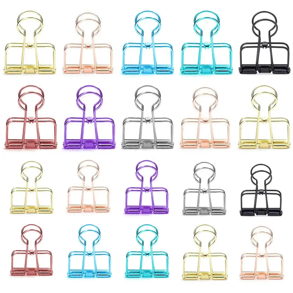 
Metal wire hollow out paper binder clips office supplier school accessories colorful organizer paper binder clip 