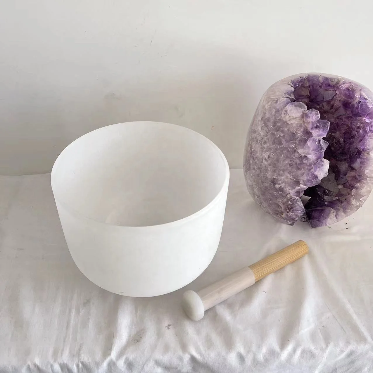 Chakra Sound Therapy wholesale Quartz Crystal Classic frosted singing bowl with patent silicone mallet for yoga meditation