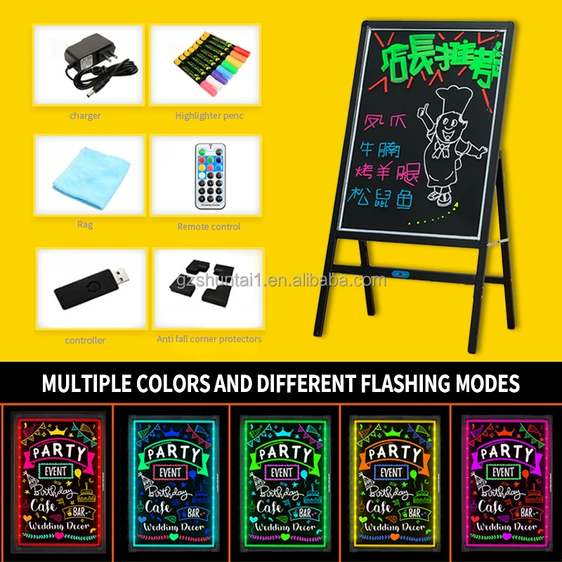 Factory Maker 7 Color Fluorescent Neon Diy Menu Message Advertising Glow Erasable Led Writing Sing Board