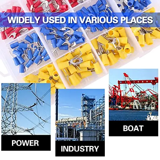 480 шт. изолированные электрические соединители для проводов-стык кольцо лопатка быстроразъемные клеммы-соединители в ассортименте
