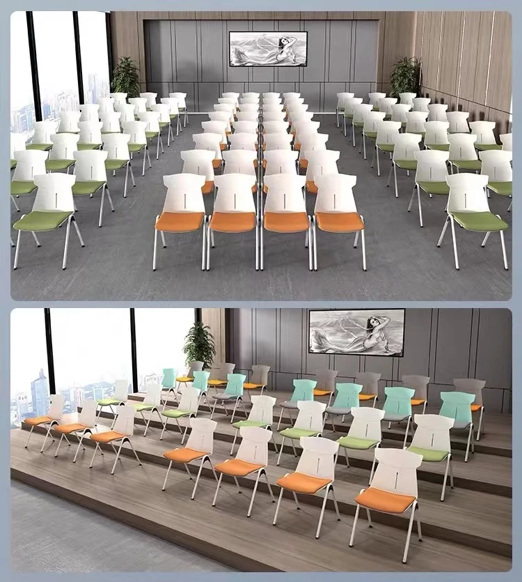 Conference chair stackable training stool thickened steel frame office meeting room negotiation chair news stool hotel chair