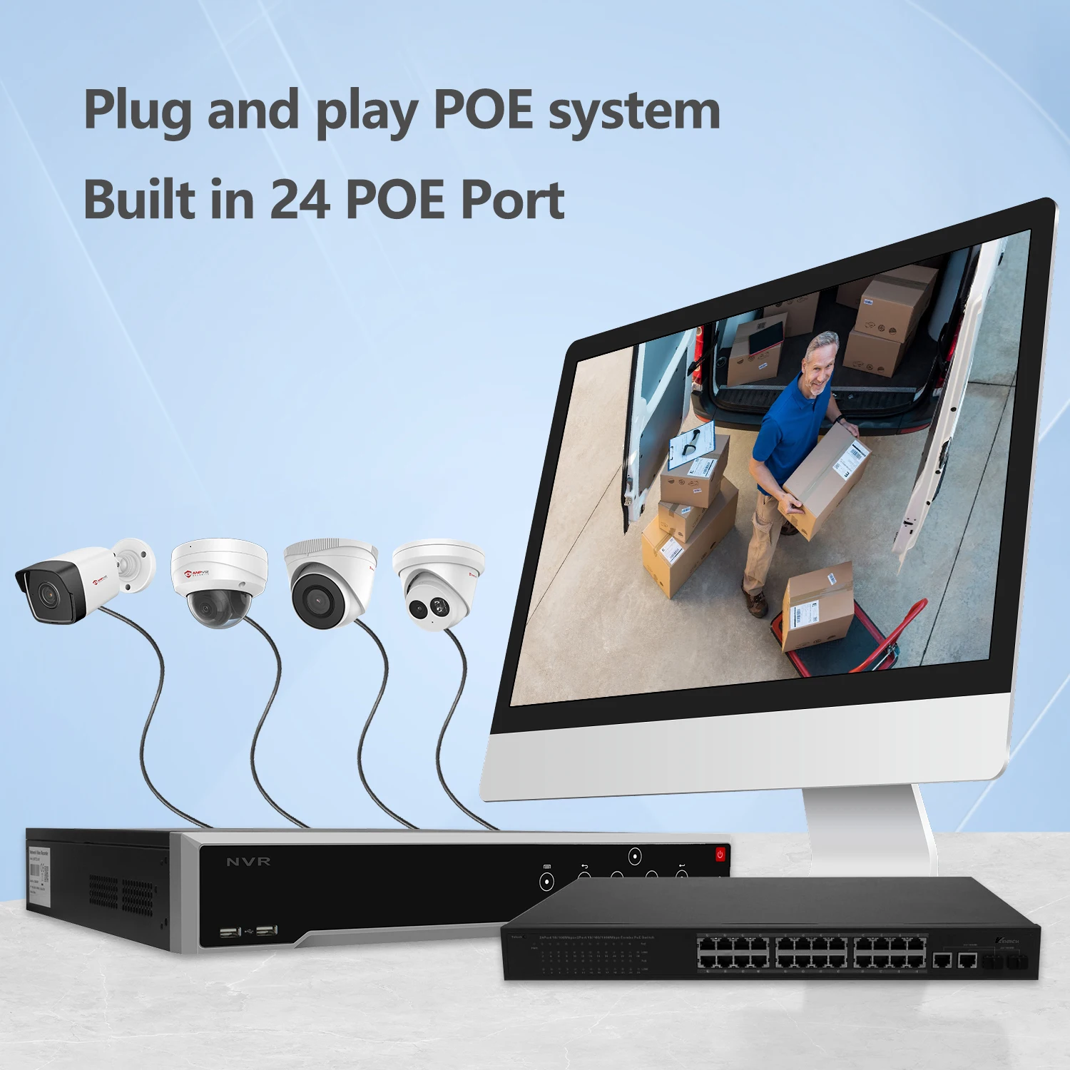 Anpviz 12MP POE NVR 32Channel 24POE Ports 4SATA Interfaces Max 40TB Capacity support AI Motion Detection 4K video output