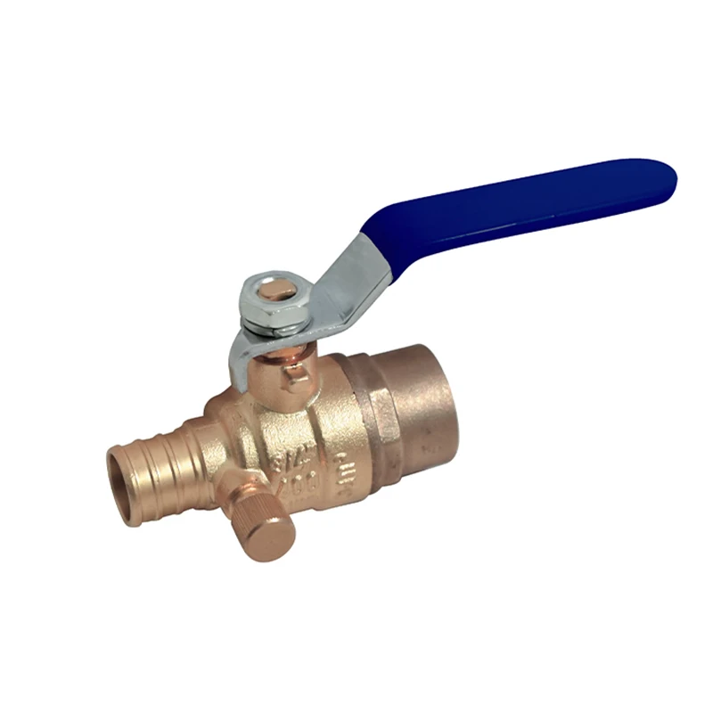 AVONFLOW High Quality Brass F1807 PXE Ball Valve Full Port Quarter-Turn Lever for Water PEX1807 x SWT with Drain