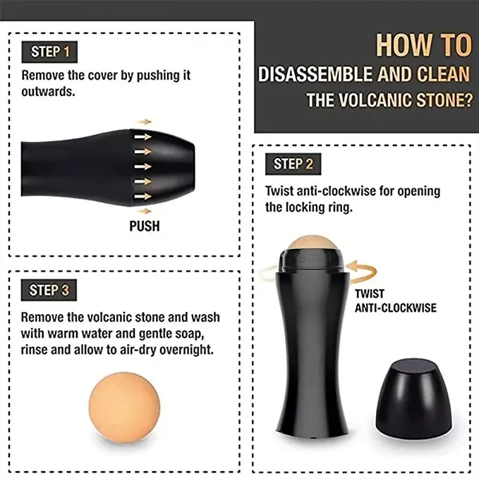 Wholesale Portable Mini Oil-Absorbing Volcanic Stone Face Roller Volcanic Stone Oil Absorber Roller