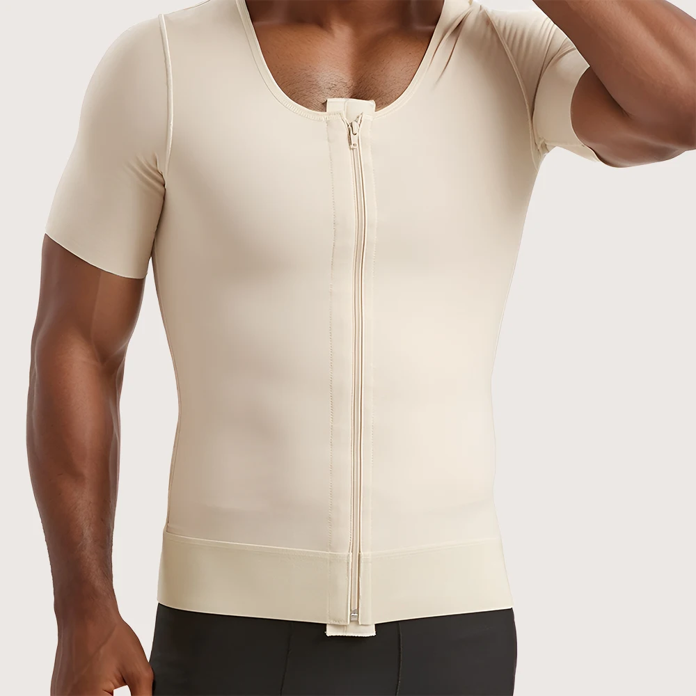 S-SHAPER Men Posture Improvement Slimming Post Surgical Short Sleeves Shirt Body Shaper Shapewear