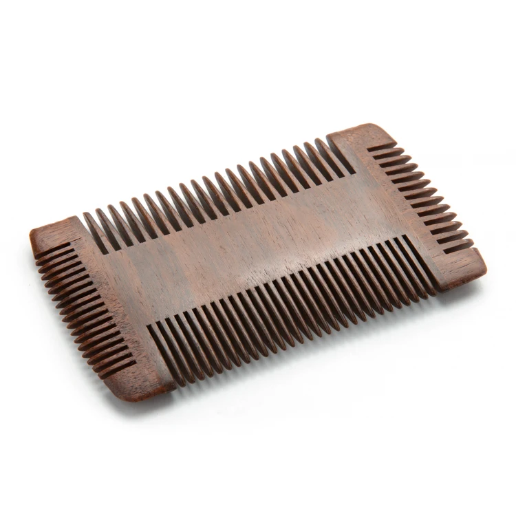 Custom logo 4 side amoora wooden beard comb for men