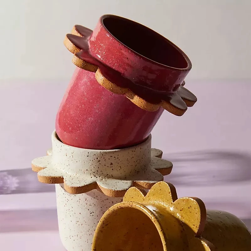 Unique white flowerpot, ceramic juicy flowerpot, simple indoor decorative table