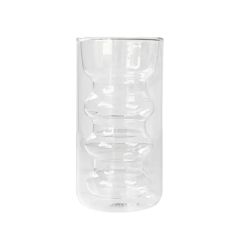 Wholesale Restaurant Glassware Glass Cup, Modern Double Ice Cream Cup,Coffee Cup Tumbler Cups in Bulk