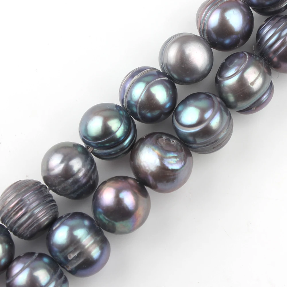 Wholesale Fashion 10-11MM Black Nearround Freshwater Pearl Beads for Jewelry DIY Making Bracelet