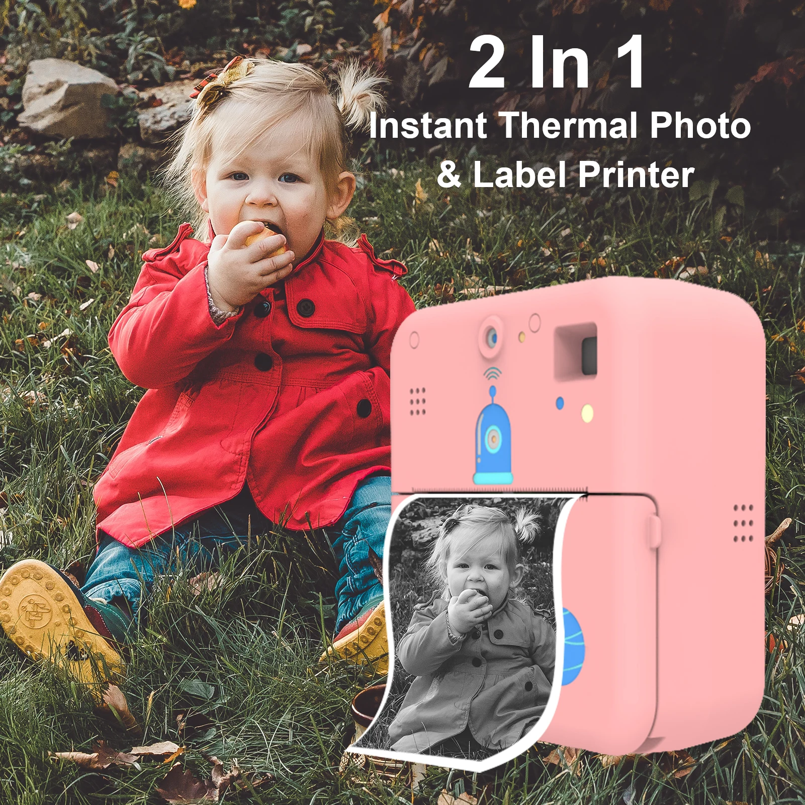 Popular Vintage Kids Children Mini Photo Printer 1080P Instant Print Camera Wireless Thermal Label for Travel List Work Memo