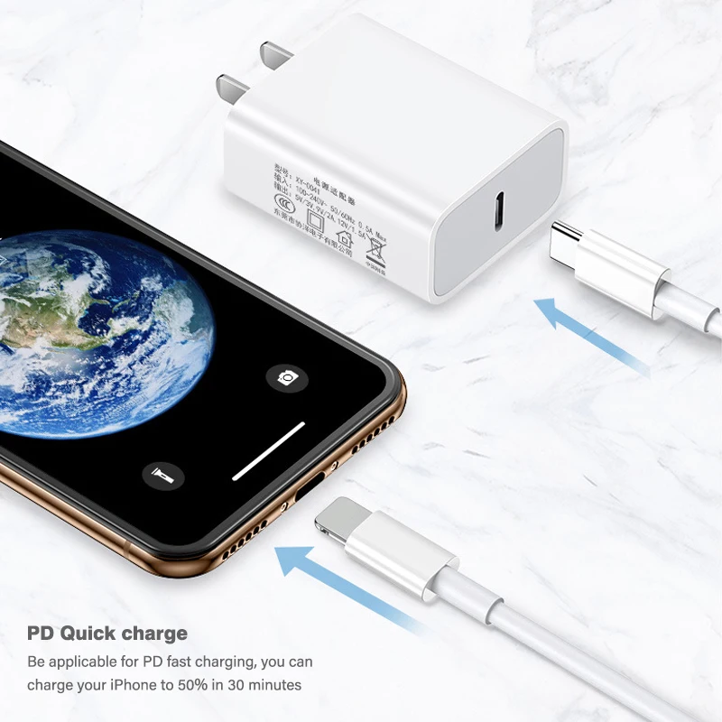  Оригинальное быстрое зарядное устройство Usb для iphone 18 Вт настенное с одним