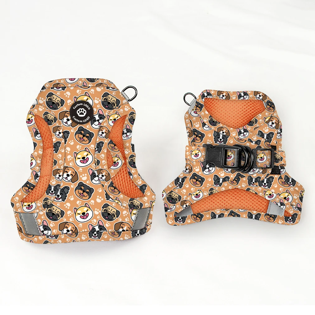 Custom Cow stripe printing dog vest harness puppy designer tactical collar soft neoprene handle leash low price manufacture