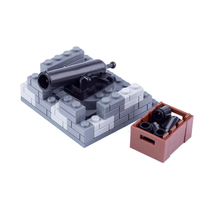 2431 30150 3069 3002 3068 3062b MOC Medieval Military+Soldier Cannon+Building Block Pirate Ship+Artillery Scene (PA01004)