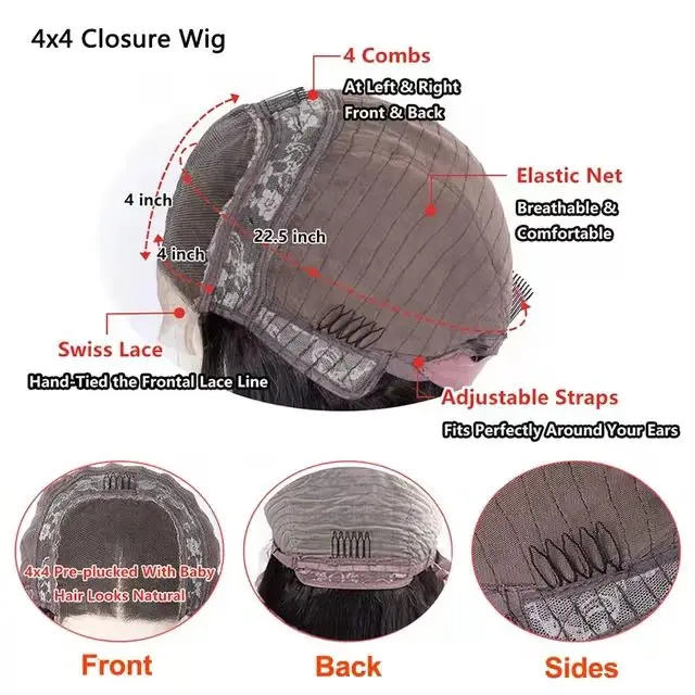 2022  Wholesale cheap brazilian hair wig short loose curly 4x4 closure  human hair wigs for black women