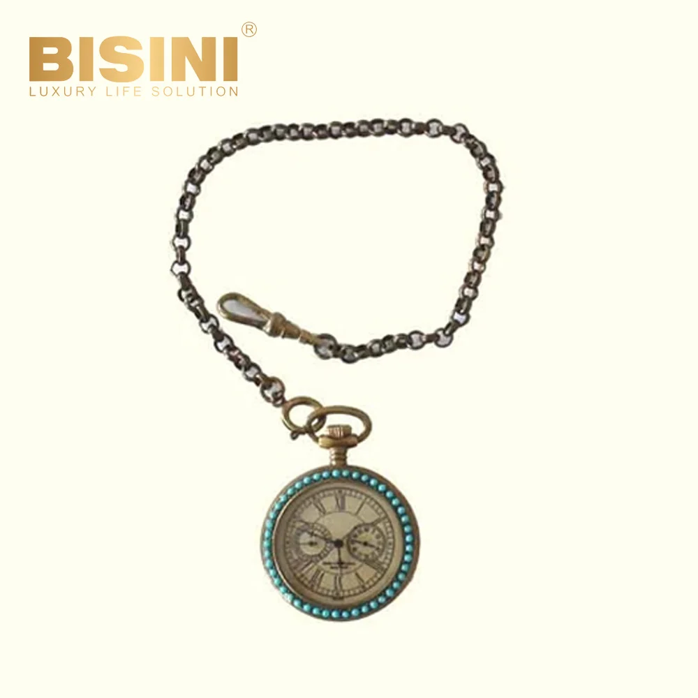 The samurai design nostalgic decoration retro baubles Vintage Portable watch with a chain and a lid
