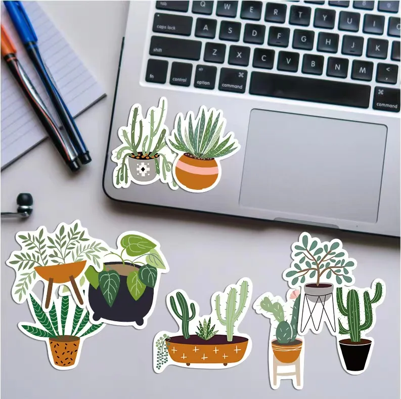 e-50pcs cute cartoon ins wind green plant potted plant graffiti sticker for DIY tablet suitcase fridge stationery discounted