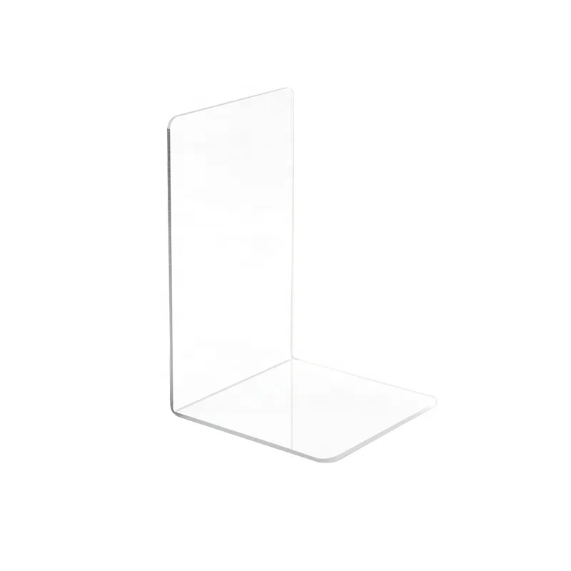 Office Desktop Clear Acrylic Bookend L Shape Book Stand Holder For Magazine Display