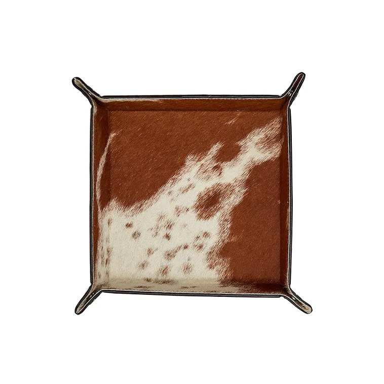 Pure Handmade Home Gifts Professional Home Manufacturer Cowhide Leather Calf Hair Valet Tray