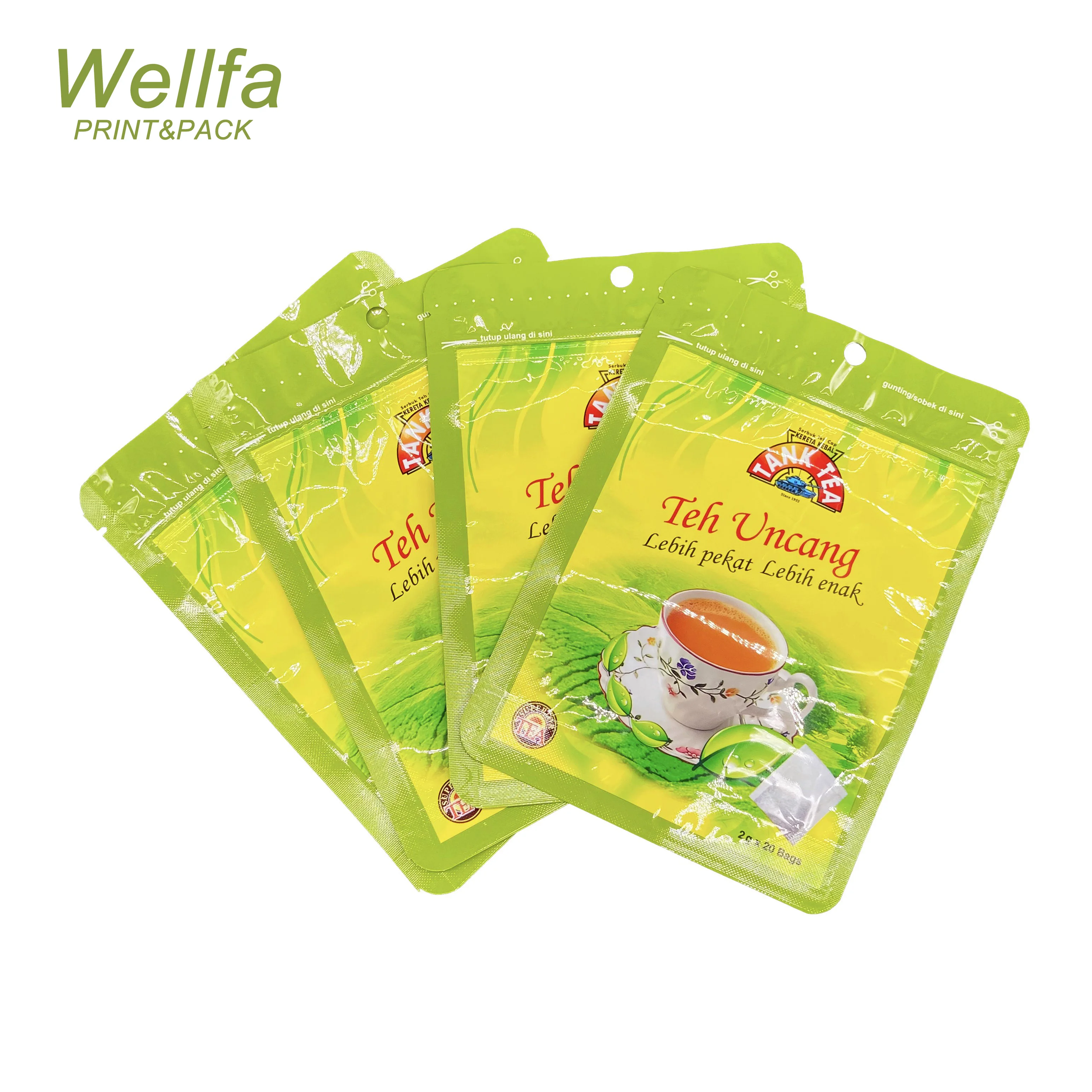 Heat Sealable Foil Tea Sachet Bag Packaging 3 Side Seal Sachet