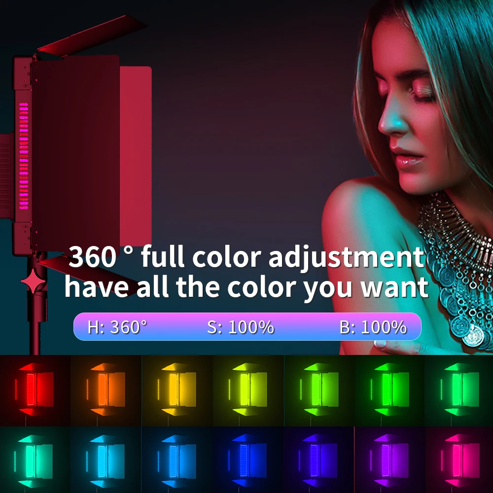 2 Packs 50W 2.4G RGB Film Light Dimmable 3200K-7500K CRI 96+ LED Video Light for Studio Camera Shooting YouTube lighting