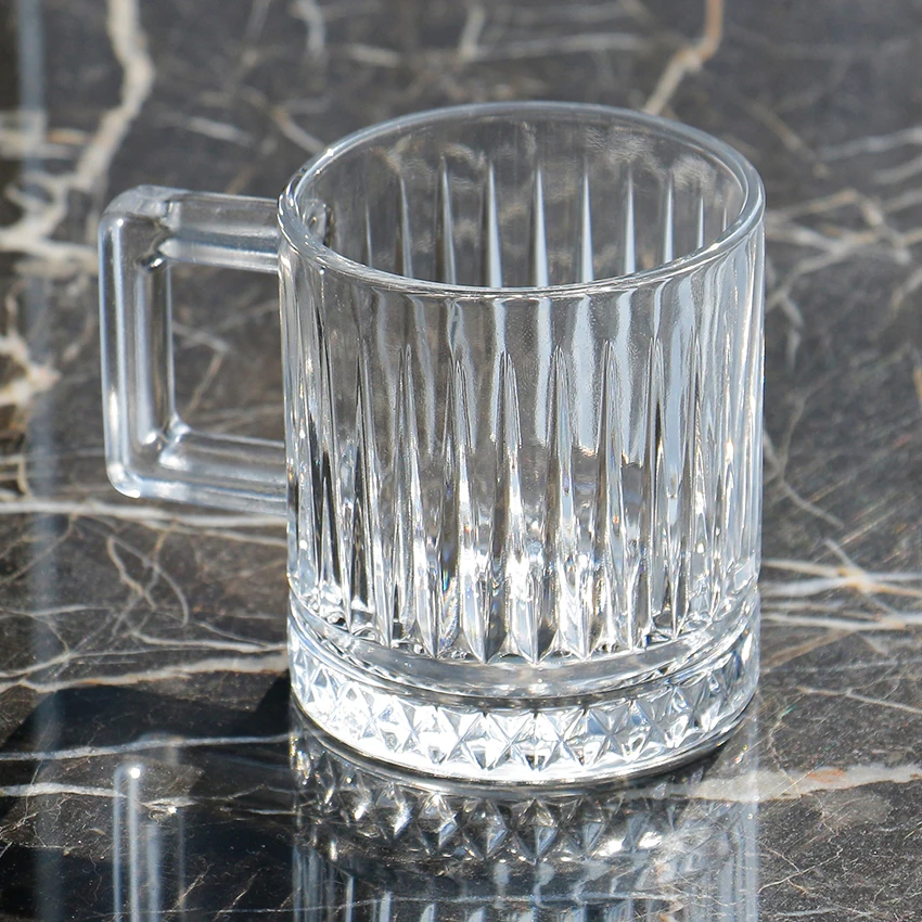 Vintage Fashion Wholesale Luxury Glass Tea Cup Table Restaurant Home Drinking Glass Coffee Mug With Handle
