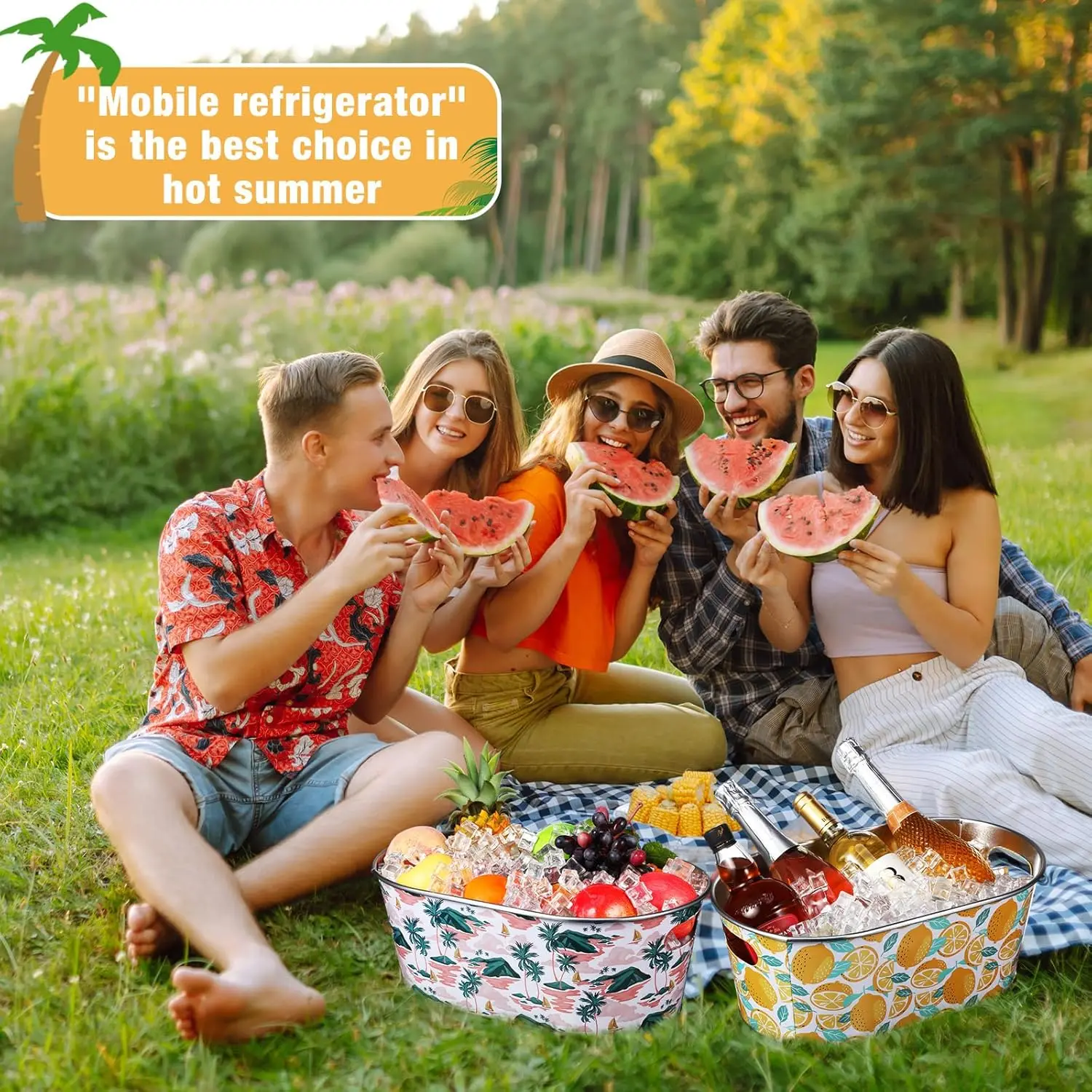 Summer Ice Buckets for Parties 4 Gallon Metal Galvanized Beverage Tub Beer Bucket with Handle for Wine Champagne