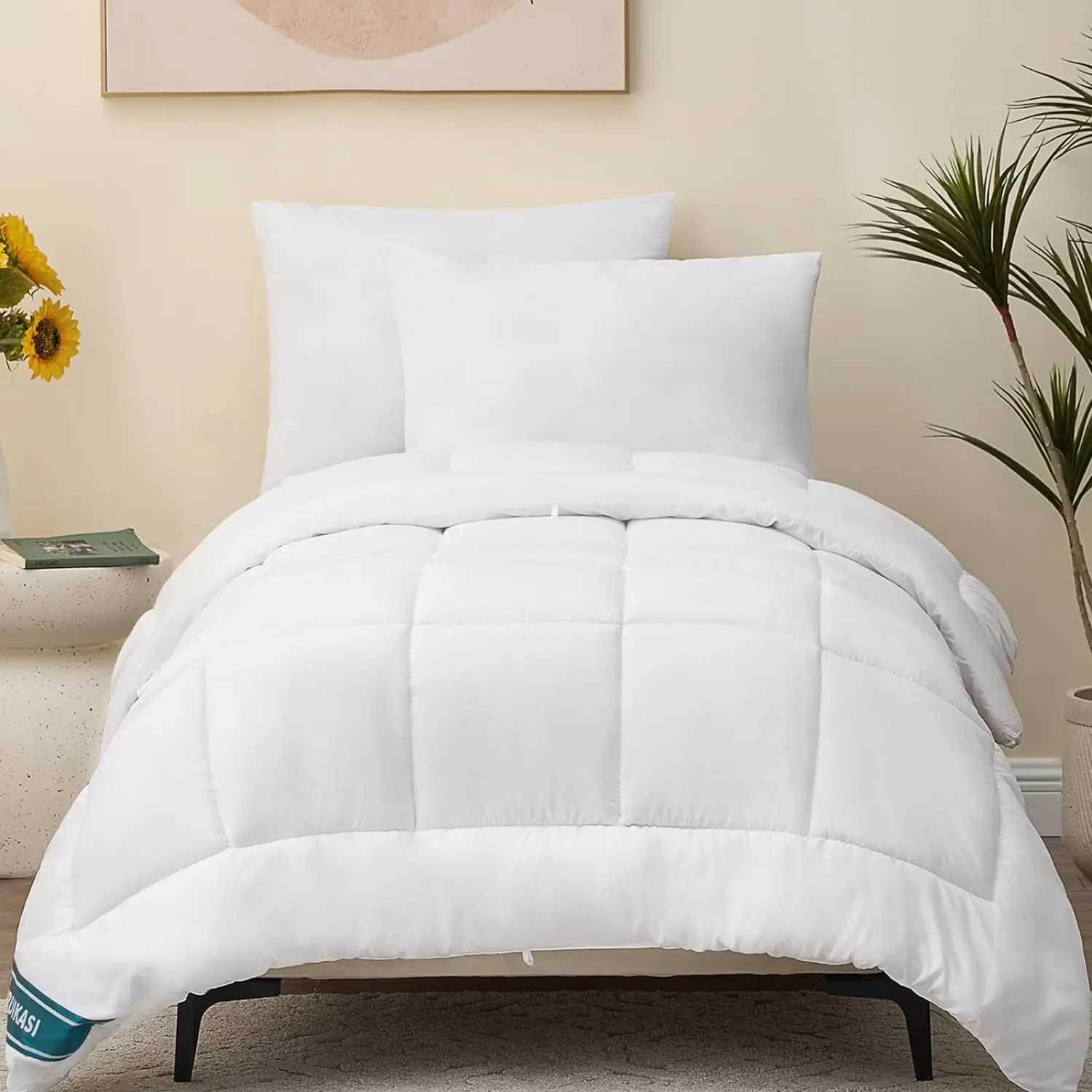 Goose Down Duvet Comforter All Season Quilt 750+ Fill Power Cotton Blanket King Queen Size Soft and Warm