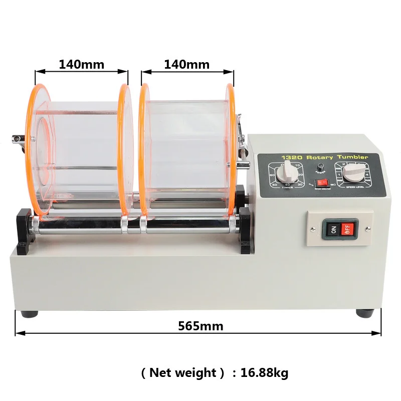 KT-1320 Jewelry Polisher 16kg Capacity Mini Machine With Timer Jewelry Finisher Rotary Tumbler Polish Machine For Jewelry Stone