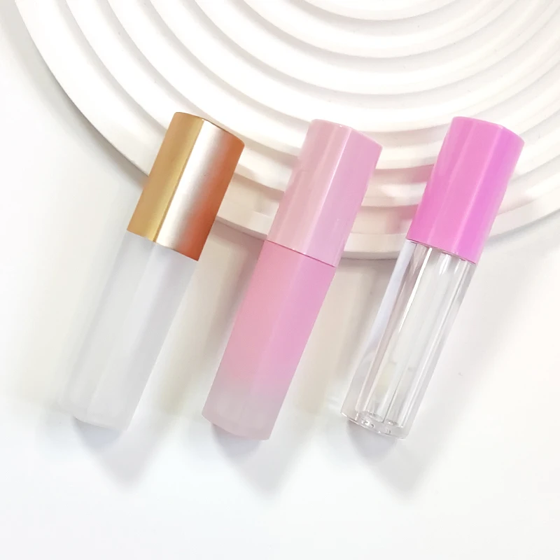 Instock New heart-shaped pink plastic transparent bottle rose gold custom lipgloss tubes containers ip gloss tubes