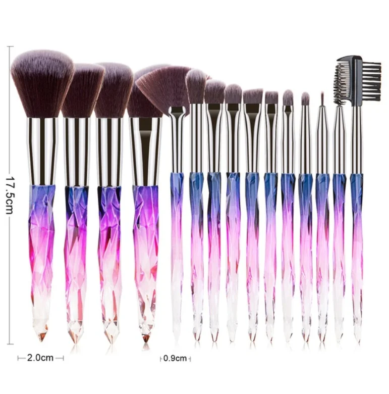 Free Sample Makeup Brushes/Pink Crystal Handle Makeup Brush Set/Custom Logo Make Up Brushes 10pcs