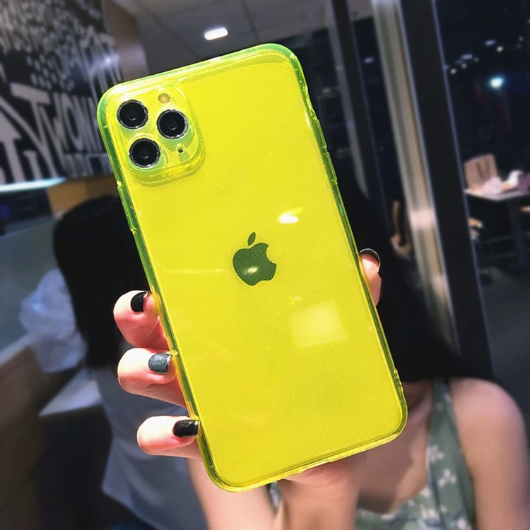 For iPhone 12 Neon Case, Shockproof for iPhone 11 XS Max XR 7 8 Plus Girl Neon Clear Phone Cover for iPhone 12 Pro Max Case
