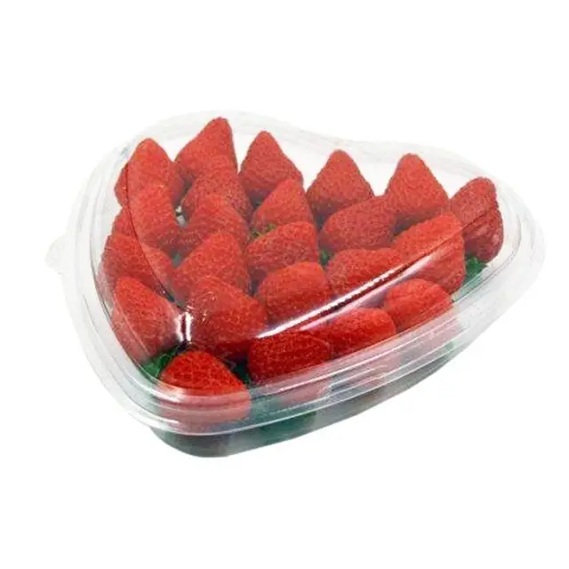 Wholesale Strawberry Heart Blister Insert Disposable Plastic Container Fruit Tray