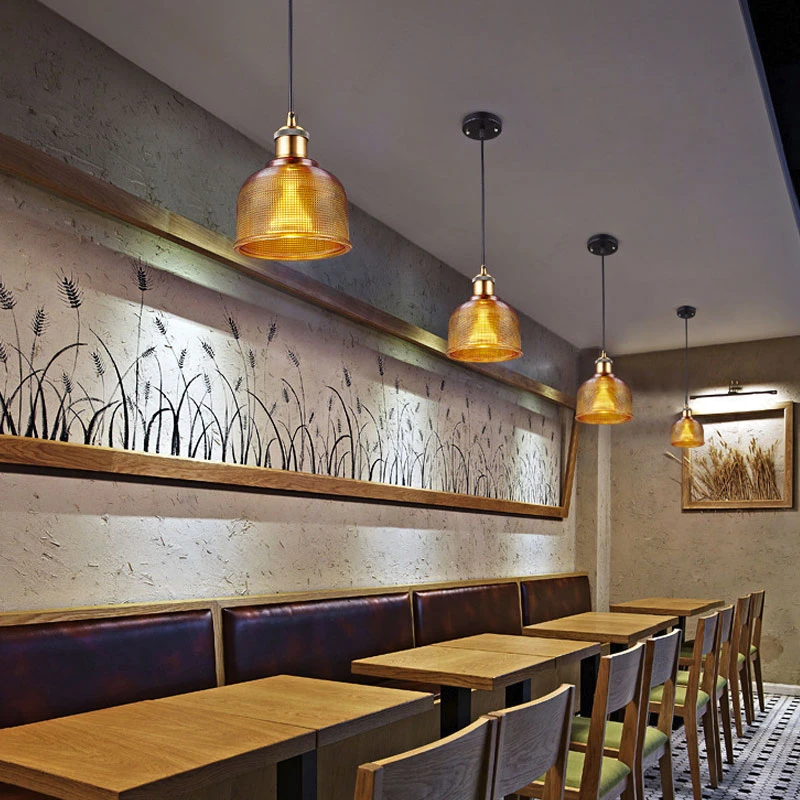 Vintage Stained Glass Pendant Light Fixtures Loft Decor Industrial Lamp Kitchen Hanging Lamps Living Room Led Pendant Lights E27