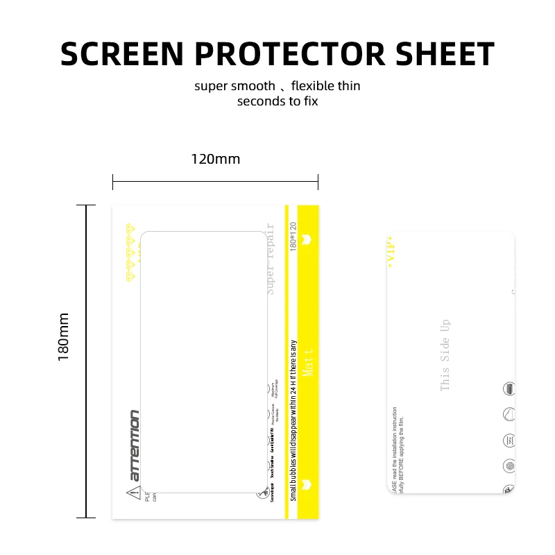 Universal 120*180mm Auto-repair Hidrogel Matt Anti Glare TPU Cutting Film Hydrogel Screen Protector