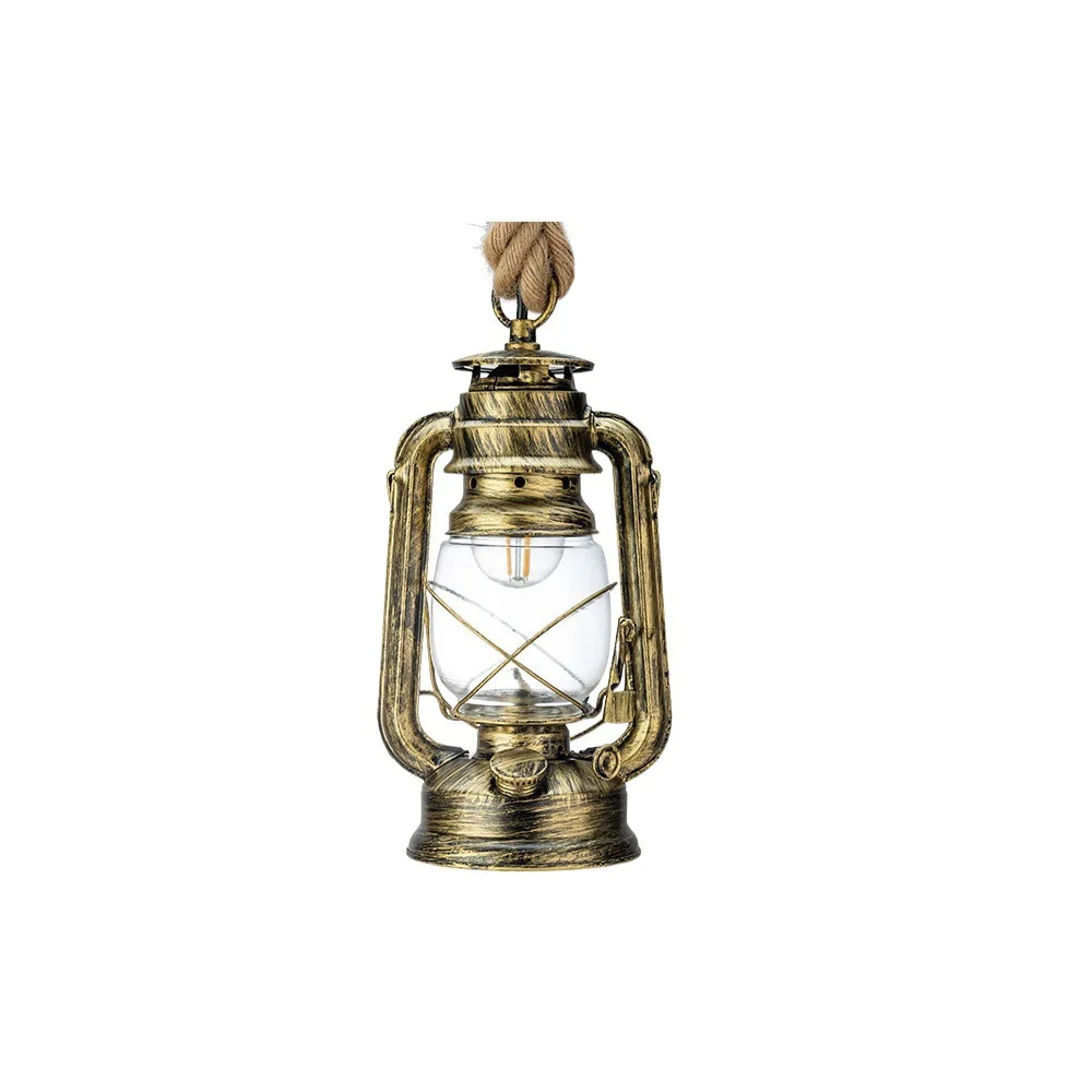 Kerosene Ceiling Light Fixture With Glass Shade Hemp Rope Vintage Pendant Lantern for Kitchen Island Farmhouse Loft Porch