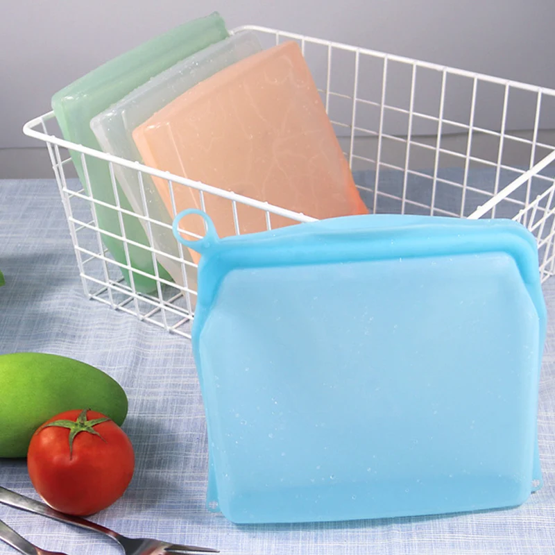 New Item 3 Pack Silicone Free Food Grade Food Storage Bag Set Zipper Silicone Reusable Bag