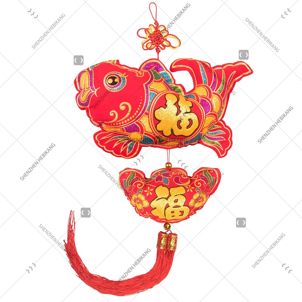 Popular 2020 Chinese New Year Decoration traditional lunar year blessing fish hanging Ornaments tassel knot pendant