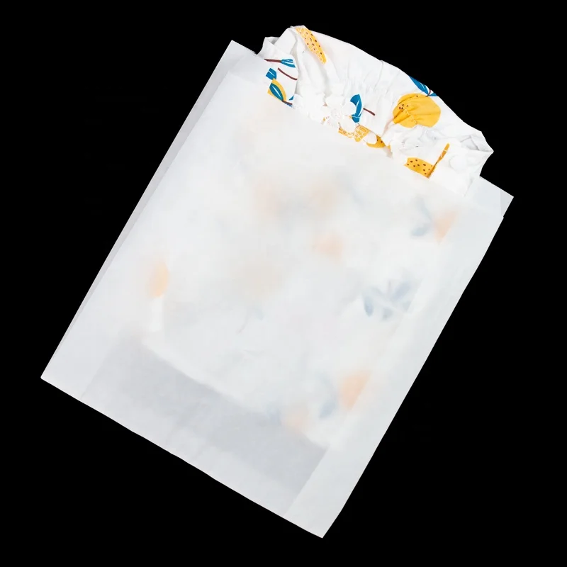 Self-adhesive semi-transparent translucent paper bag eco friendly wax butter glassine paper bag for clothing