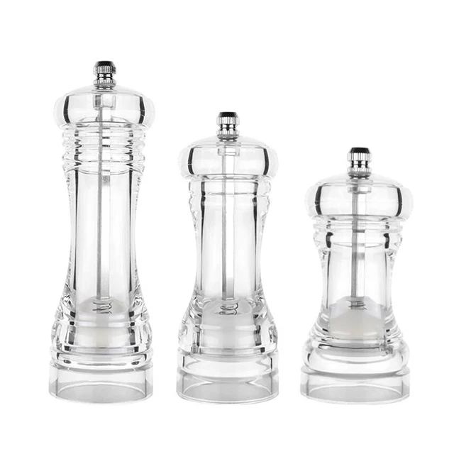 Factory Manufactured Acrylic Transparent Hand Spice Pepper and Salt Grinder Mill
