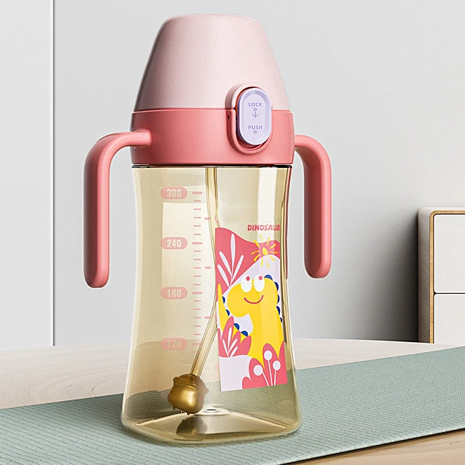 Natural Baby Feeding Milk Bottle BPA Free PP Baby Water Bottle With Straw