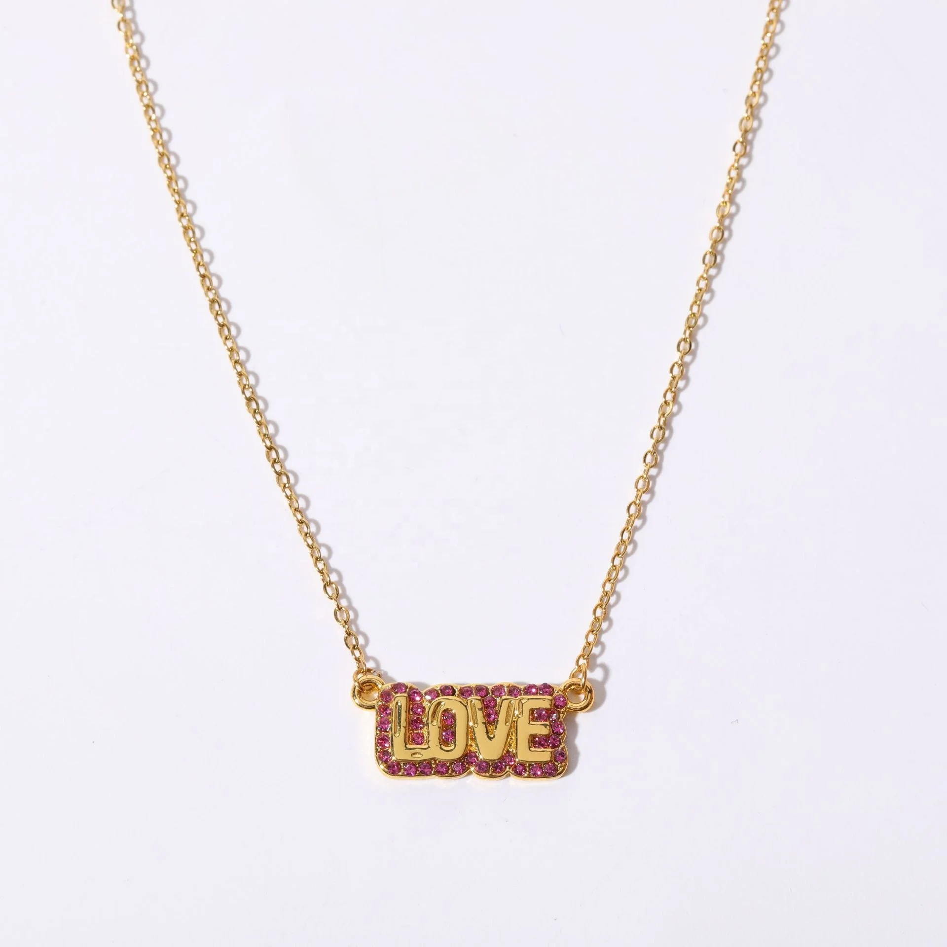 Dr. Jewelry Tarnish Free 18K Gold Plated Titanium Steel Colored Rhinestone Positive Words Hope Love MAMA Necklace for Her
