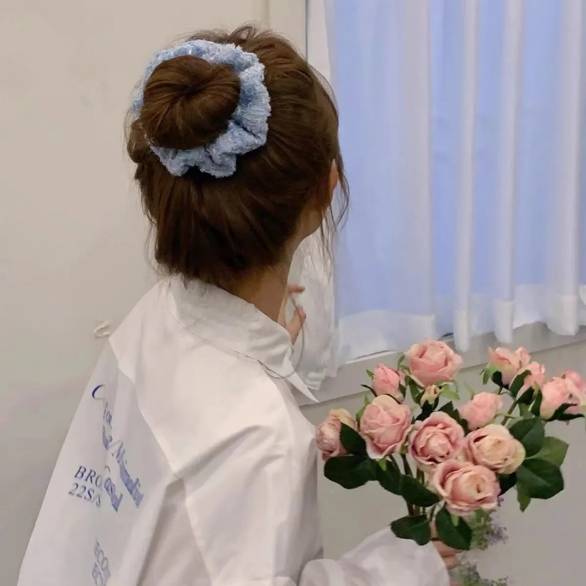 Honey Flower Soft organic cotton hair tie simple style Eco- friendly scrunchies custom hair accessories