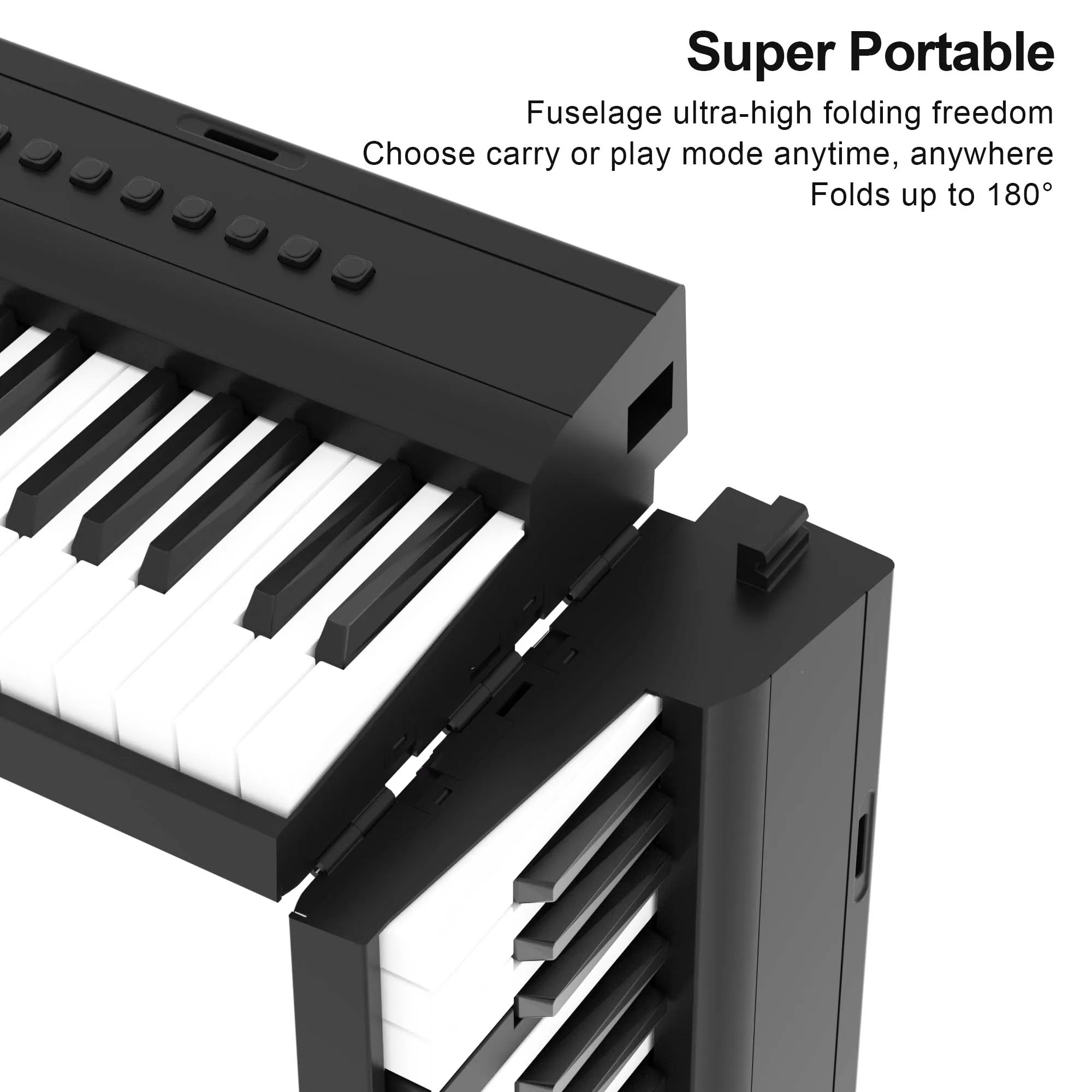 Bora Factory X88T Portable Folding Keyboard USB Midi Bluetooth Midi Stereo Speaker Digital Piano Folding Electronic Piano