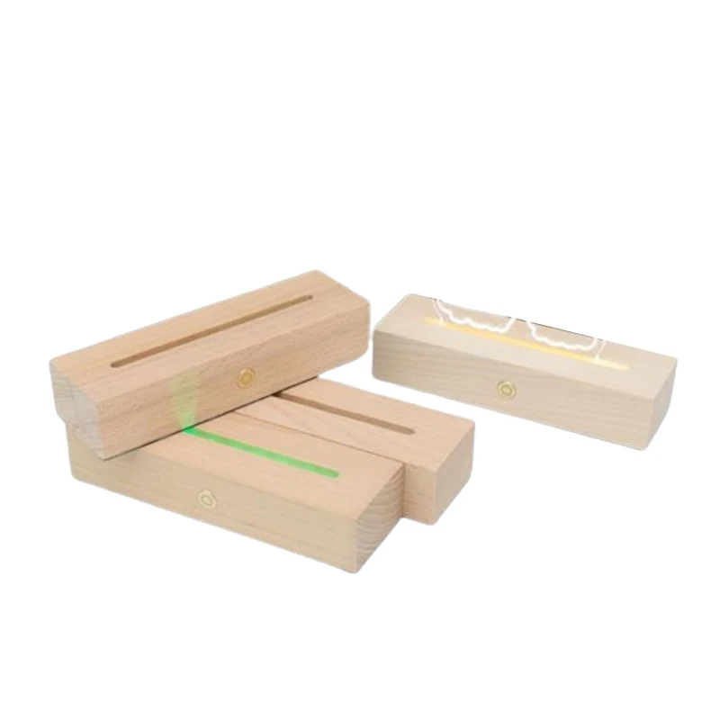 Touch Sensor Lamp Battery Operated Diy 3d Led Night Lamp Wood Led Light Base Rectangular Led Table Lamp Wood Bases Night Light
