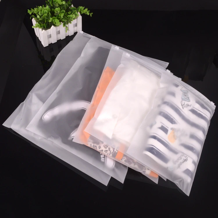 PE Self-sealing Clothes Bag Translucent Transparent Frosted Zipper Sealed Plastic Bag Hats Customized Clothes Socks Zipper Bag