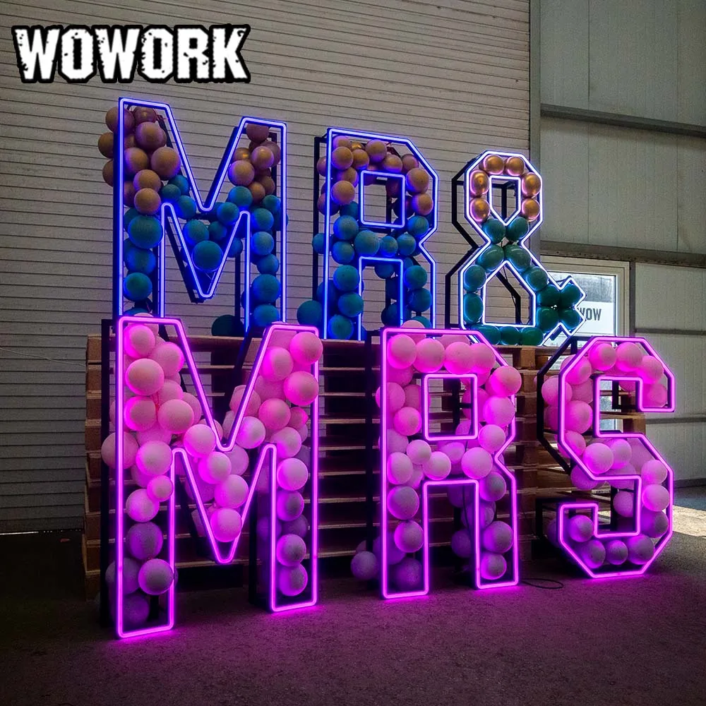 2024 WOWORK уличное украшение 4 фута огромный RGB светодиодный неоновый шатер с буквами подсветка для выпускного декор свадебной вечеринки