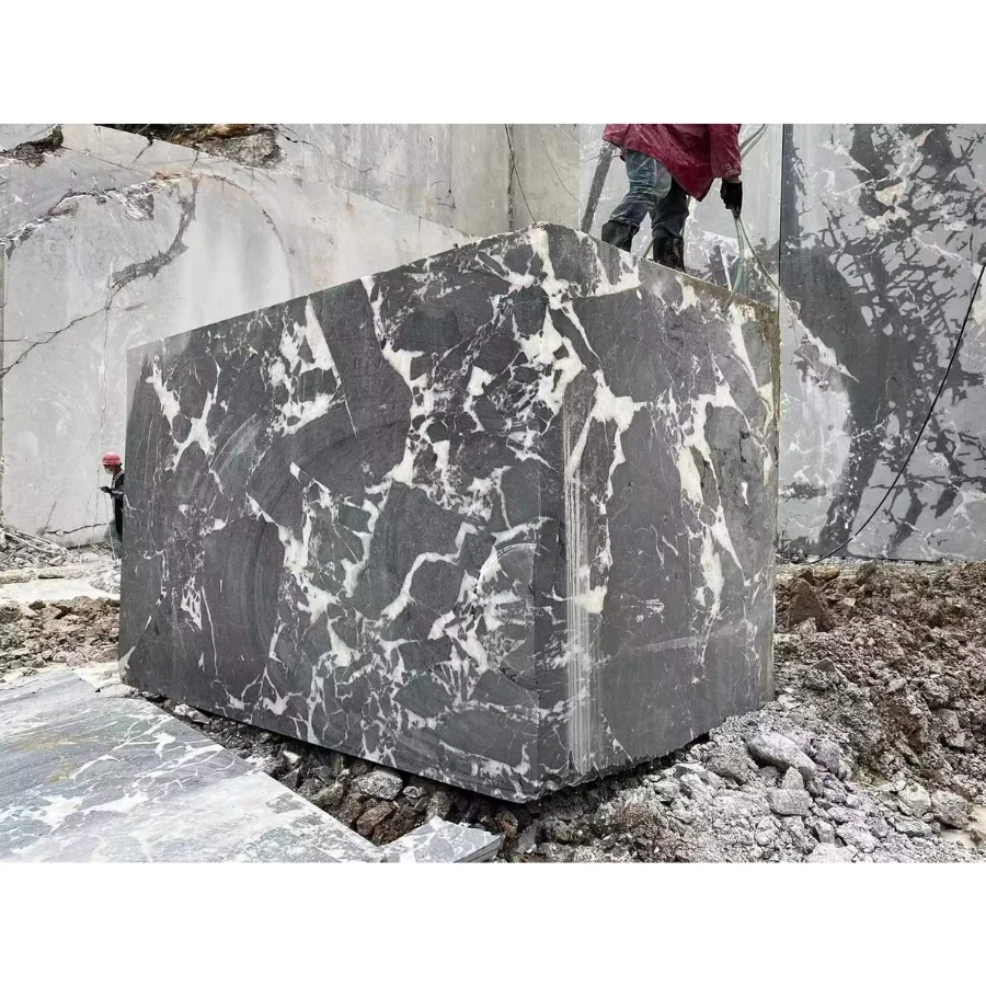 High Quality Polished Turkish Gray Marble Block Natural Stone Northern Lights Marble Material