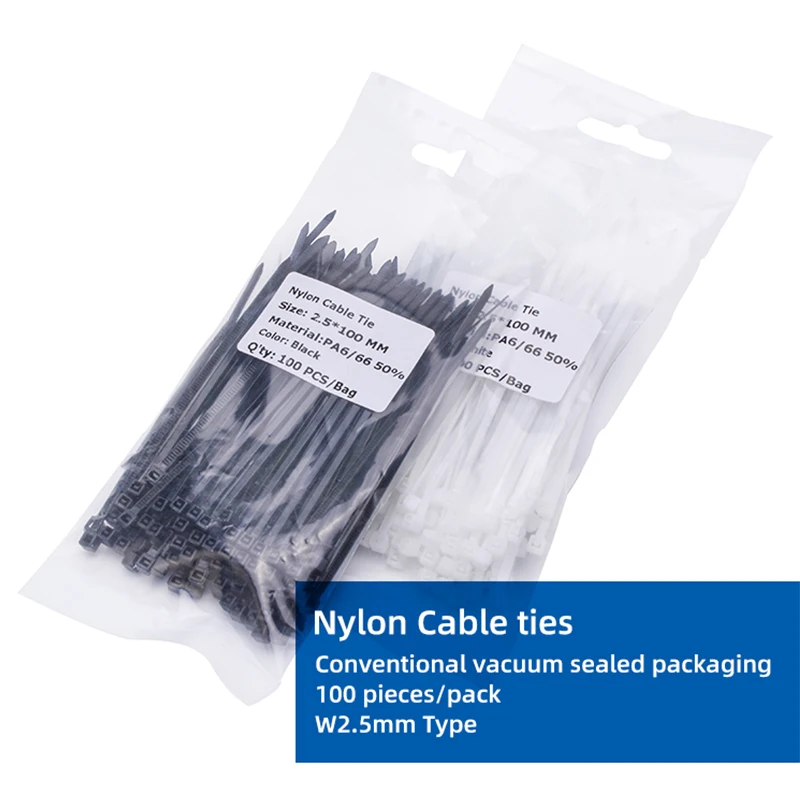 250pcs Manufacturer Cable Tie Supplier Custom Plastic Nylon Heavy Duty Black Cable Tie Zip Tie