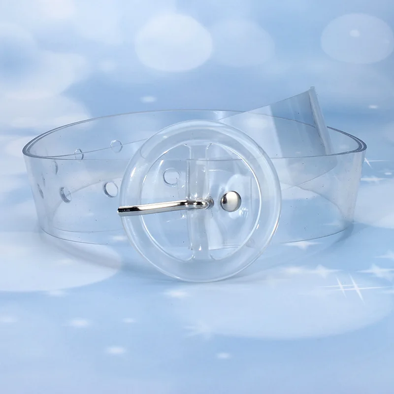 Designer High Quality New Fashion Transparent Woman Round Stitch Deduction Jeans Shirt Coat Hip-hop Accessories Belt